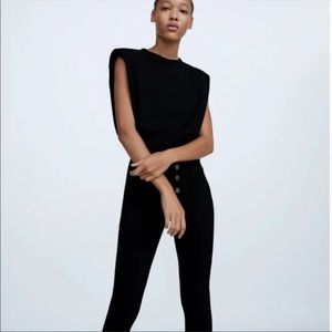 ZARA Padded Shoulder Top